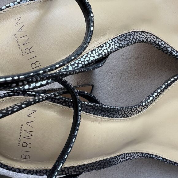 Alexandre Birman Lenny Silver On Black Leather Platform Heeled Sandal 39.5/9-9.5 - Picture 13 of 16
